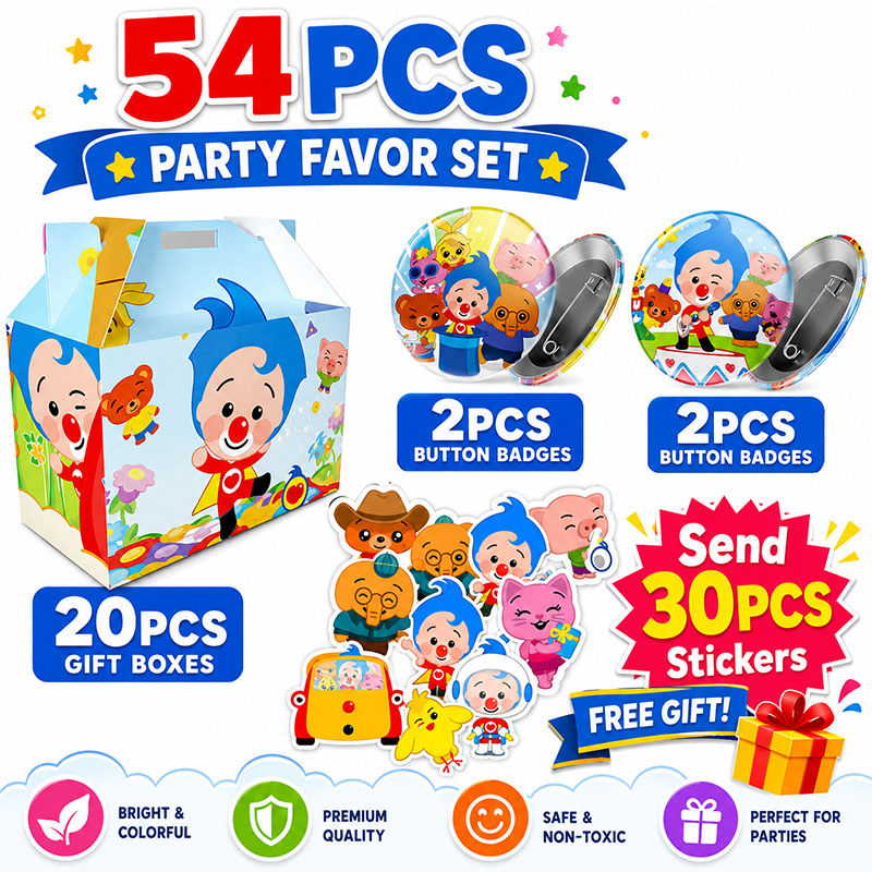 Art Craft Movement - PLIM Cartoon-Muster Papierbox Brosche Aufkleber-Set Partyzubehör