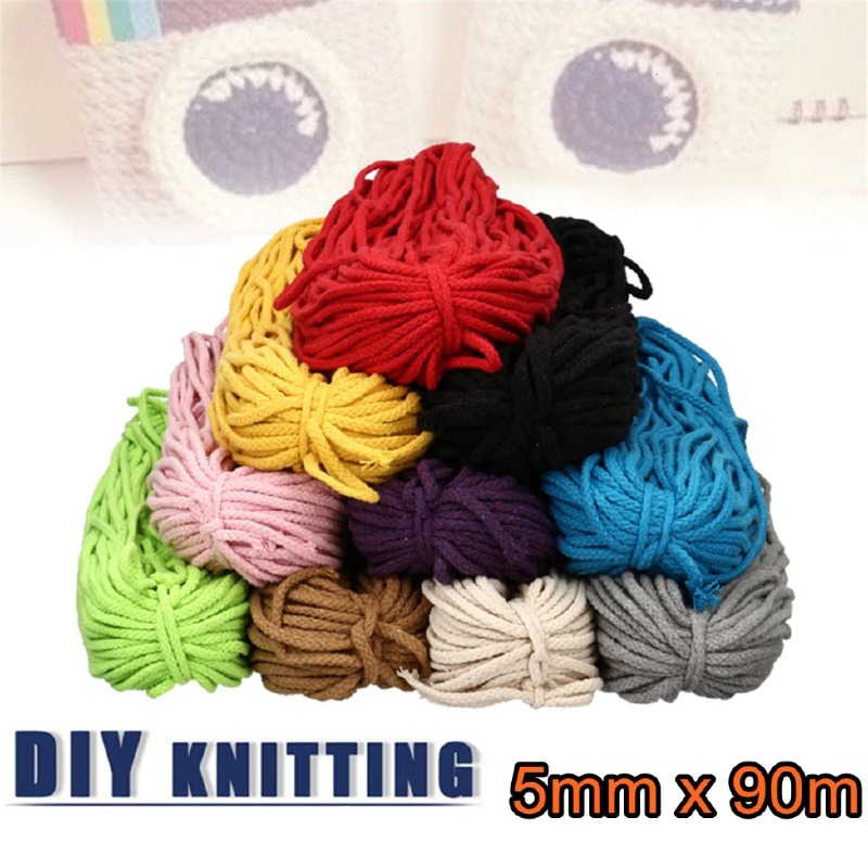 Macrame Cord Cotton - 21 Farben 5mm 90M Baumwoll-Makramee-Schnur DIY
