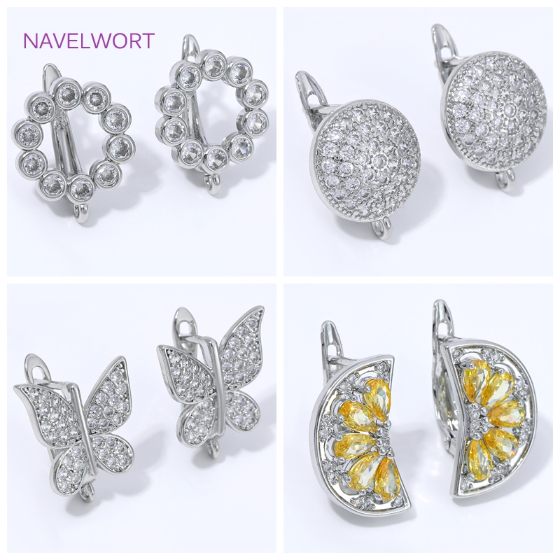 Art Craft Accessories - 18K Vergoldete Fächerförmige Blumen-Ohrhaken, Messing-Basishaken für
