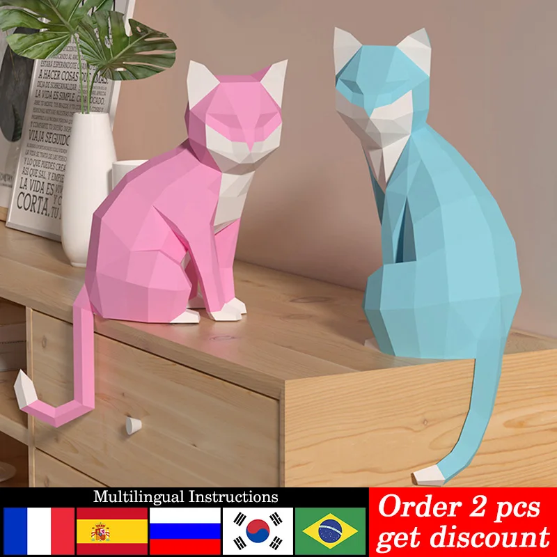 Art Craft Cat - 1 Paar Liebhaber Katze Tier Dekor