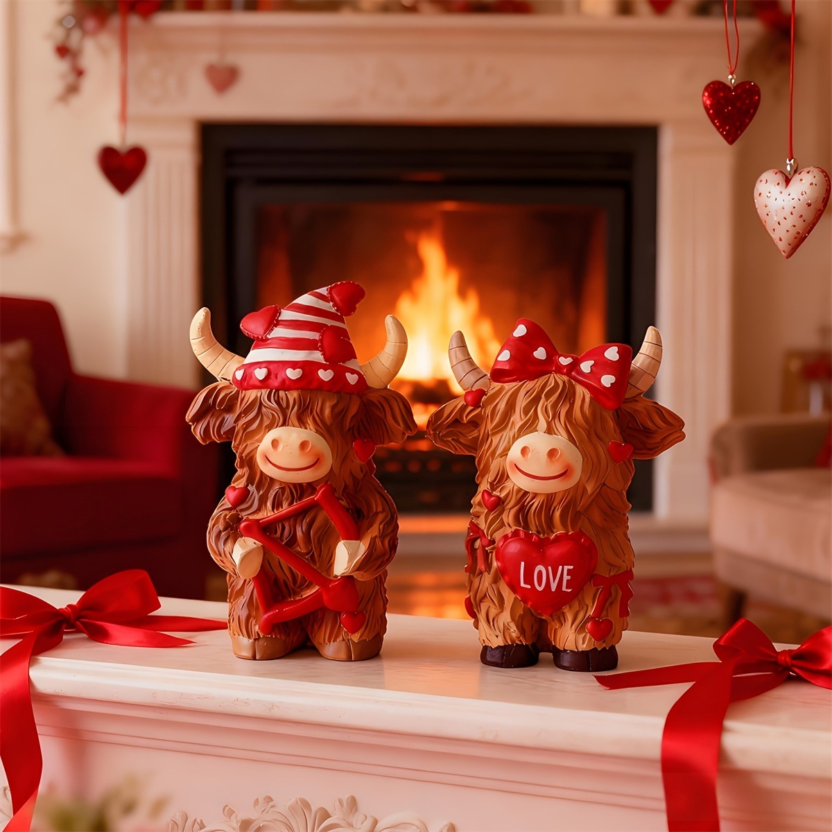 Hochland-Rinder-Paar Harz-Orna – Art And Craft Valentine Bewertung und Preis
