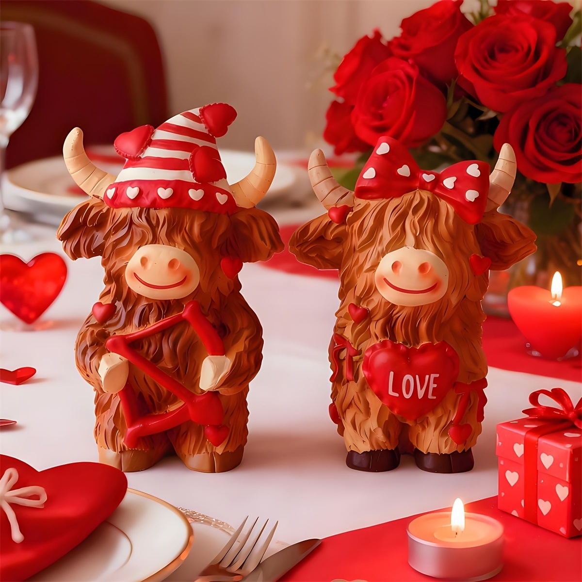 Hochland-Rinder-Paar Harz-Orna – Art And Craft Valentine Bewertung und Preis